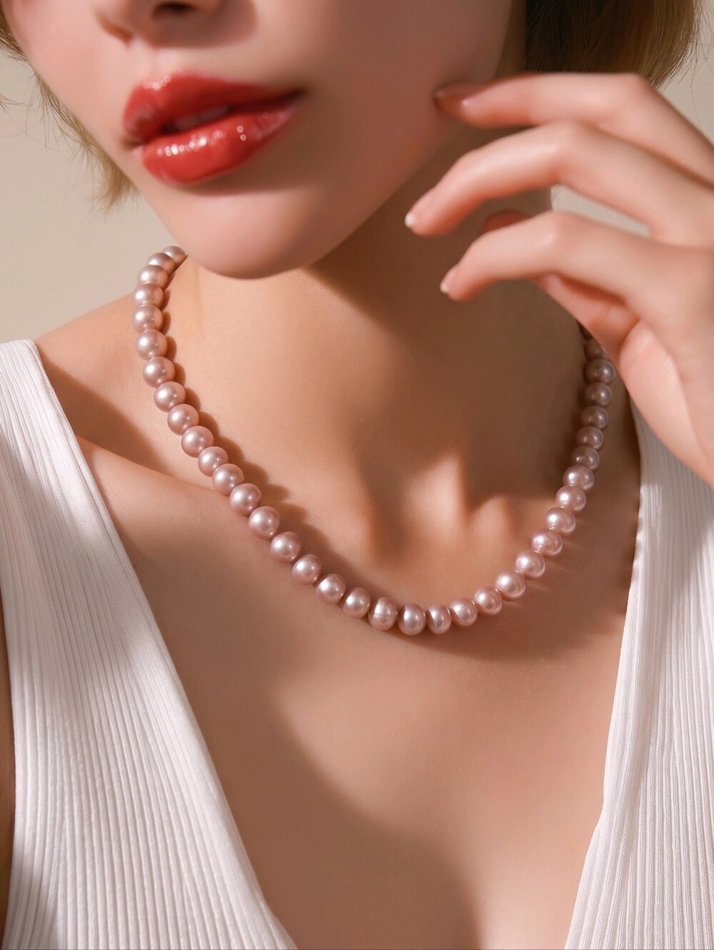 Pink pearls with matching studs